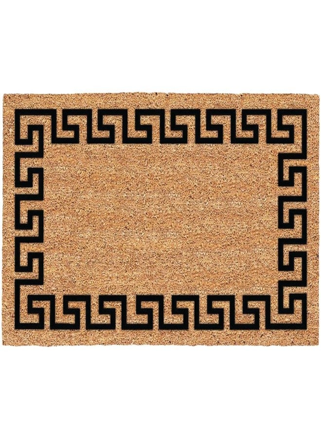 Decoir Uscoa 6035836 Greek Key Tan & Black Coir Nonslip Door Mat44; 18 x 30 in.