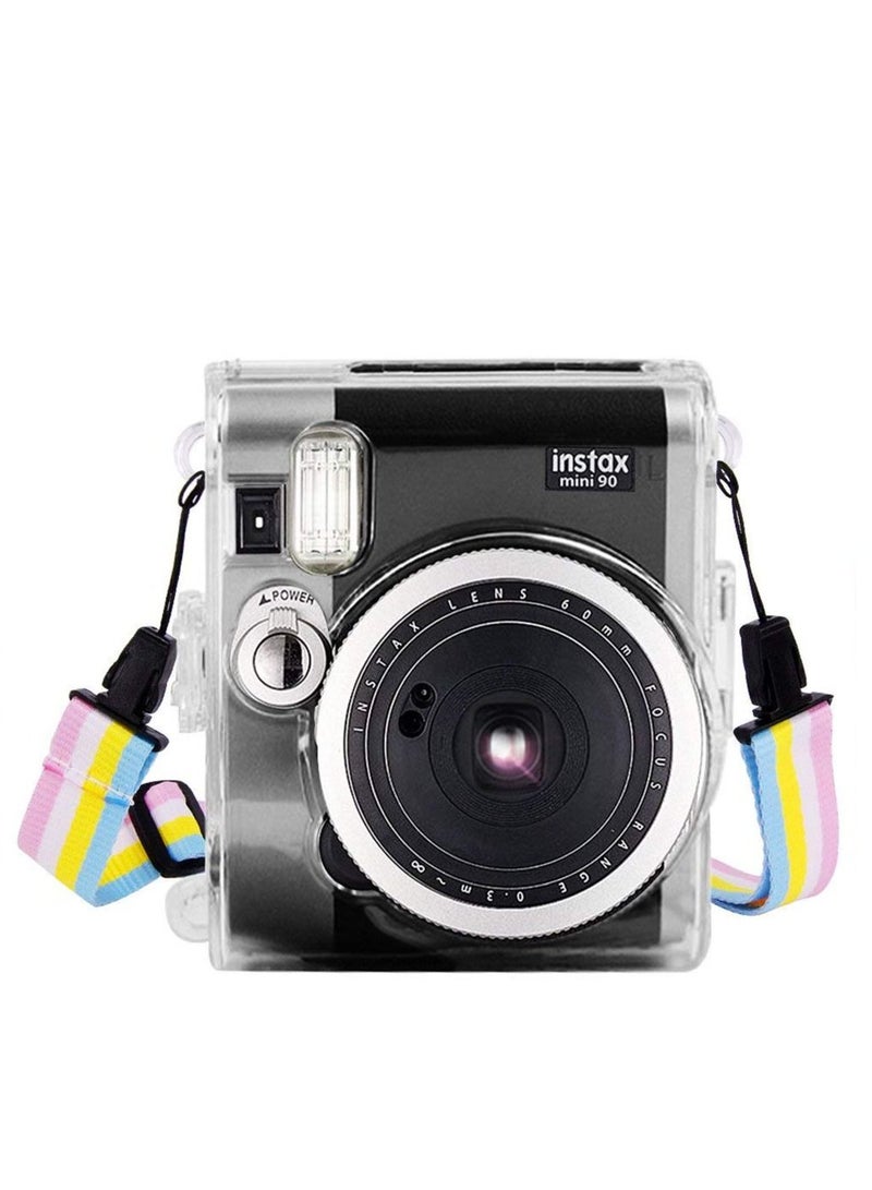 Protective Case Compatible with Fujifilm Instax Mini 90 Instant Film Camera/Crystal Hard Shell PVC Protective Cover Carrying Cover/with Adjustable Shoulder Strap -Clear  - Image 1