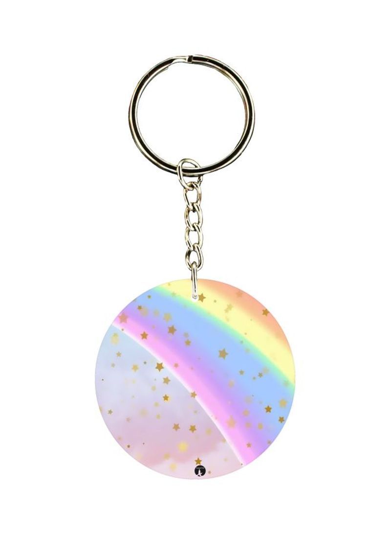 Double Sided Rainbow And Star Printed Keychain
