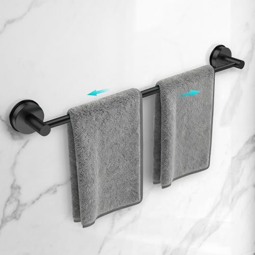 WingWider Adjustable Suction Cup Towel Bar for Bathroom Wall146Inch24 Inch Towel Racks for BathroomStainless Steel Bath Towel Holder for ShowerMatte Black - Image 1