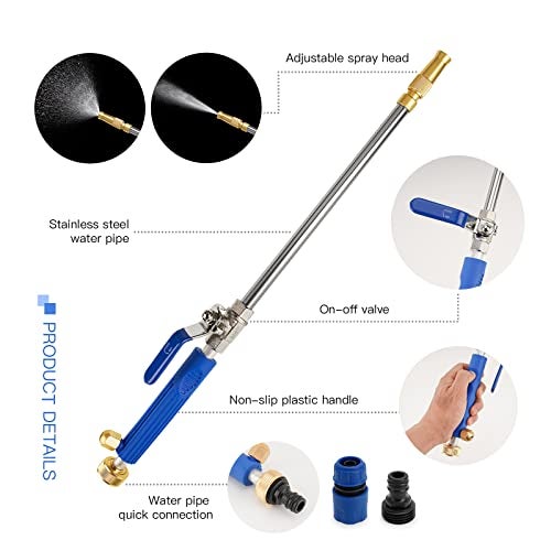 Geichan 2025 Upgraded Jet Nozzle Power Washer for Garden Hose,Hydro Jet Power Washer Tools with 3 Hose Nozzles, 2-in-1 High Pressure Washer Wand Attachments for Car Garden Watering Window Pet Washing - Image 2
