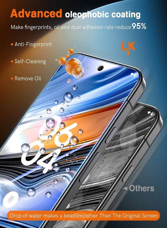 LK 2 Pack for Google Pixel 10 Pro Screen Protector [Upgrade Auto Dust-Elimination] 0 Bubble [Fingerprint Unlock] HD Clear 9H Tempered Glass Screen Protector for Pixel 10 Pro, Anti-Scratch - Image 4