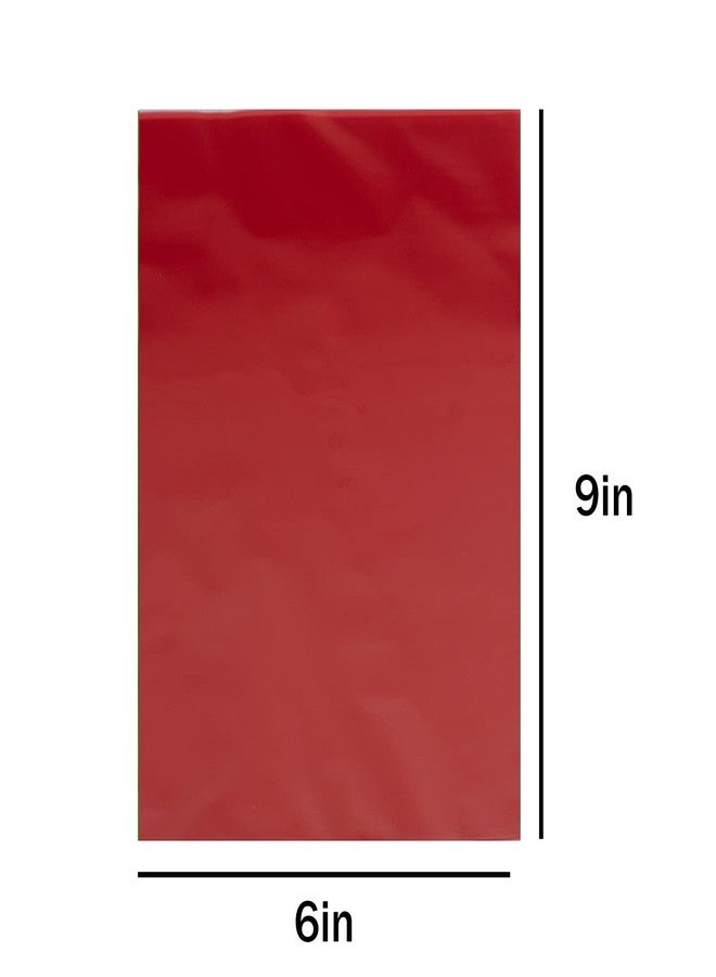 YESON 50 Count Red Clear Cellophane Treat Bags 6x9 Inch, Transparent Cello Cookie Candy Plastic Bags, Valentines Day Gift Wrapping Bags for Chocolate, Dessert, Small Presents, Party Favors - Image 5
