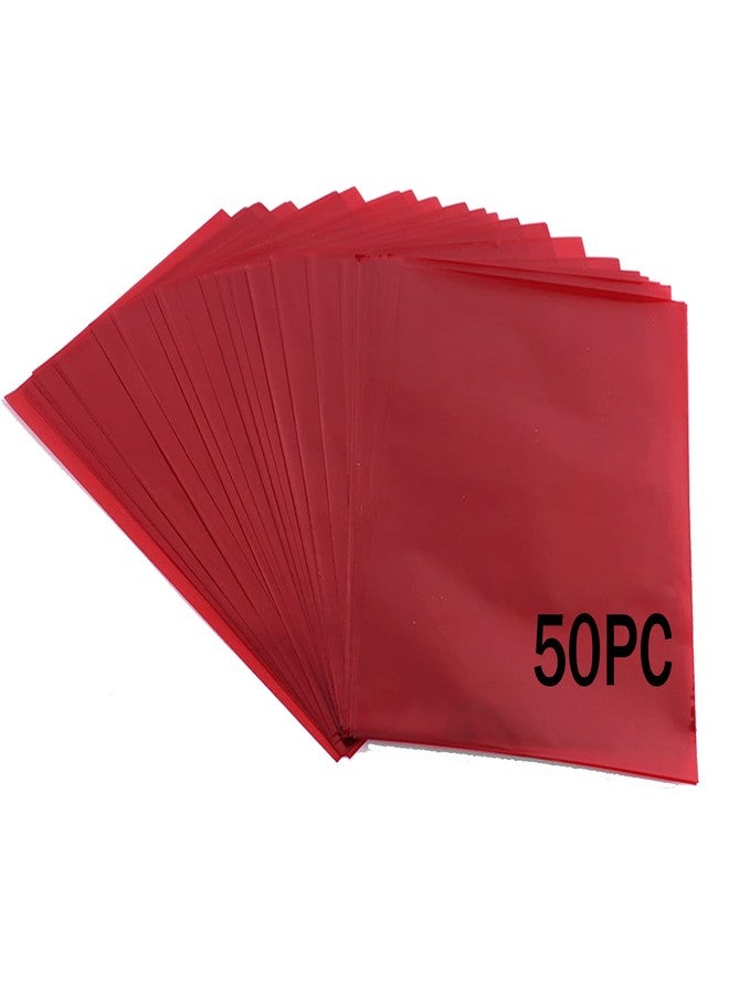 YESON 50 Count Red Clear Cellophane Treat Bags 6x9 Inch, Transparent Cello Cookie Candy Plastic Bags, Valentines Day Gift Wrapping Bags for Chocolate, Dessert, Small Presents, Party Favors - Image 4