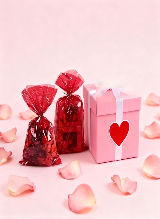 YESON 50 Count Red Clear Cellophane Treat Bags 6x9 Inch, Transparent Cello Cookie Candy Plastic Bags, Valentines Day Gift Wrapping Bags for Chocolate, Dessert, Small Presents, Party Favors - Image 3