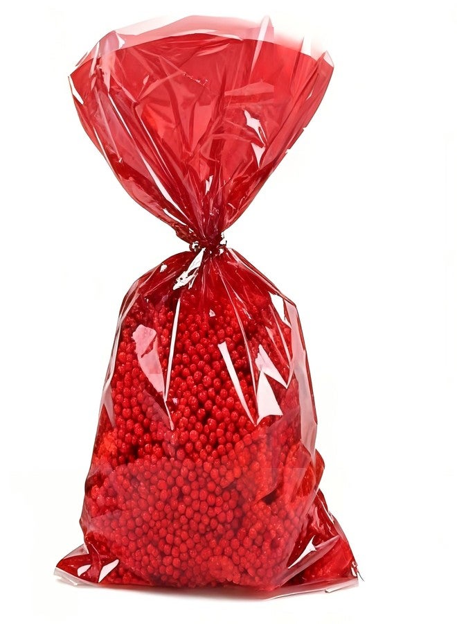 YESON 50 Count Red Clear Cellophane Treat Bags 6x9 Inch, Transparent Cello Cookie Candy Plastic Bags, Valentines Day Gift Wrapping Bags for Chocolate, Dessert, Small Presents, Party Favors - Image 1