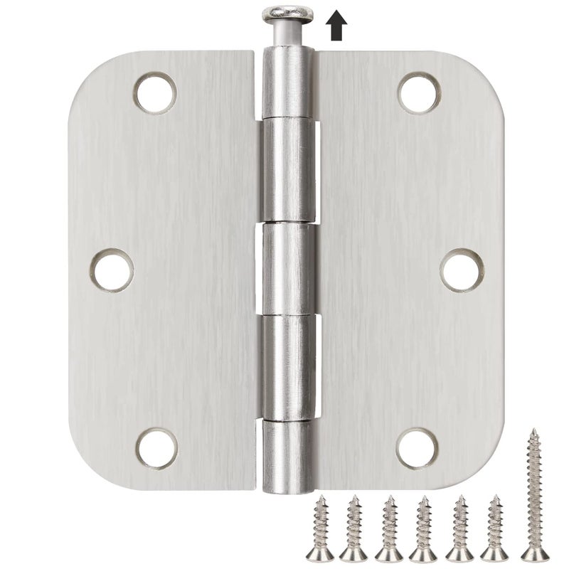 TDCHINGES 12 Pack Interior 3.5"" Brushed Nickel Door Hinges For Doors 3 1/2 Inch Rounded 5/8"" Noise Free Residential Standard Hinge For Study Spare/Play/Lounge/Bed Room,Walk-In Closet,Diy Table,Celler,Balcony - Image 1