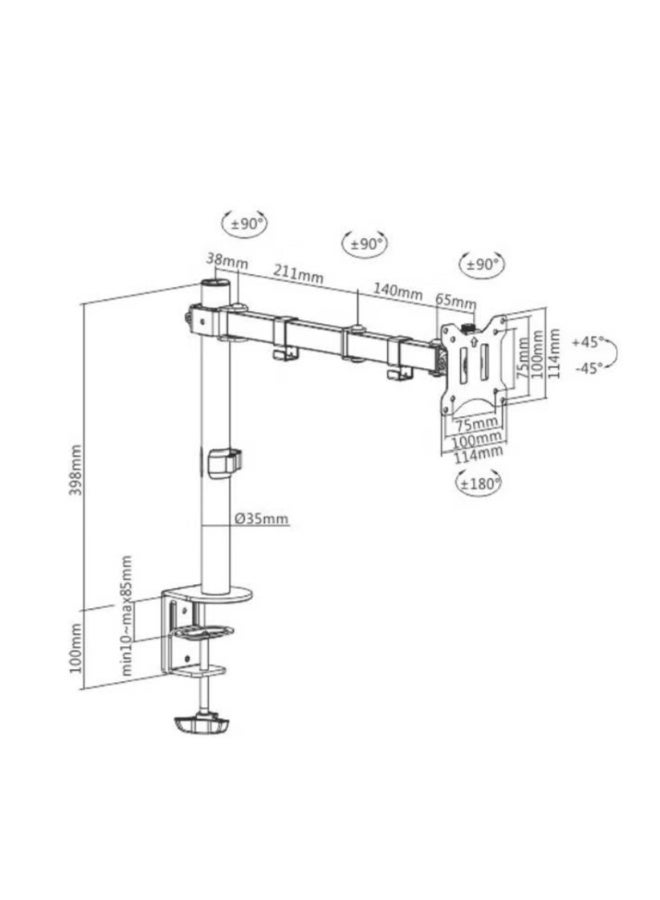 Stargold حامل شاشة مفرد متحرك - أسود - Image 3