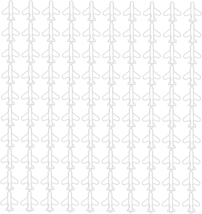 White Plastic Covered Paper Clips 100 Pieces Plane Shaped For Office School Sorting - Image 1