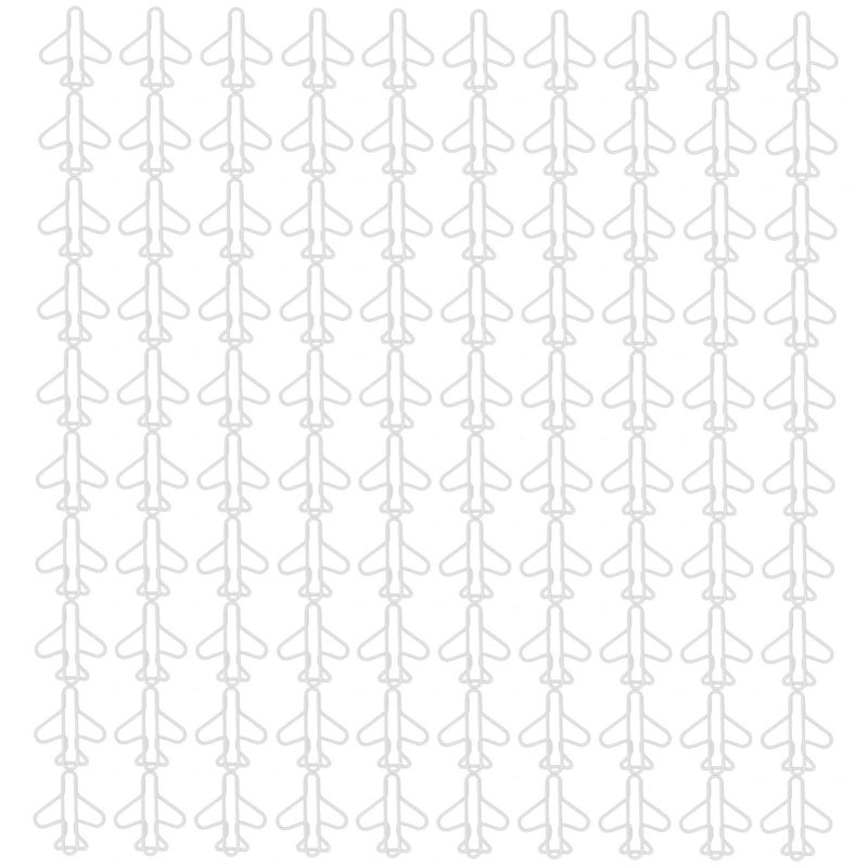 White Plastic Covered Paper Clips 100 Pieces Plane Shaped For Office School Sorting - Image 2