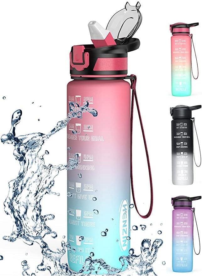 TOPHAVEN TOPHAVEN Motivational Water Bottle with Time Marker & Straw - BPA Free & Leakproof -Portable Reusable Fitness Sport 1L Water Bottle(PACK OF-01)  - Image 3