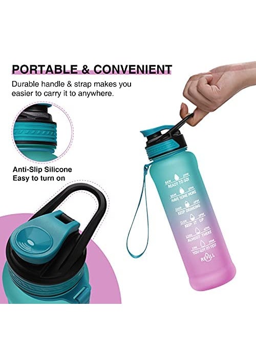 TOPHAVEN TOPHAVEN Motivational Water Bottle with Time Marker & Straw - BPA Free & Leakproof -Portable Reusable Fitness Sport 1L Water Bottle(PACK OF-01)  - Image 4