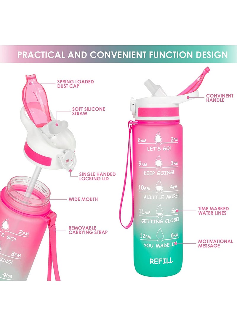 TOPHAVEN TOPHAVEN Motivational Water Bottle with Time Marker & Straw - BPA Free & Leakproof -Portable Reusable Fitness Sport 1L Water Bottle(PACK OF-01)  - Image 2