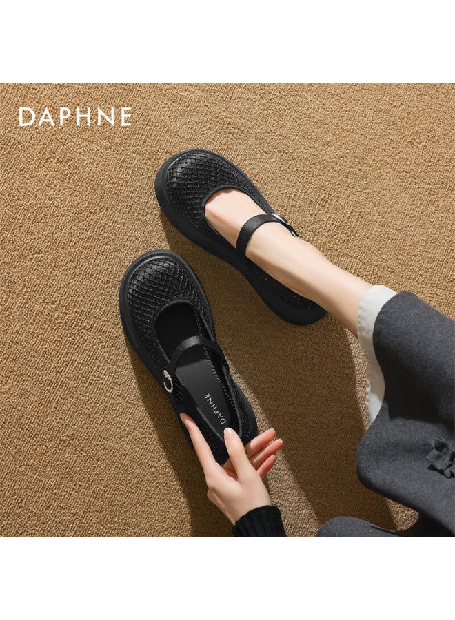 Daphne Thick-soled Mary Jane Shoes Women's Spring New Fashion Single Shoes Increased Muffin Shoes 4025101081 Black 39 - Image 2