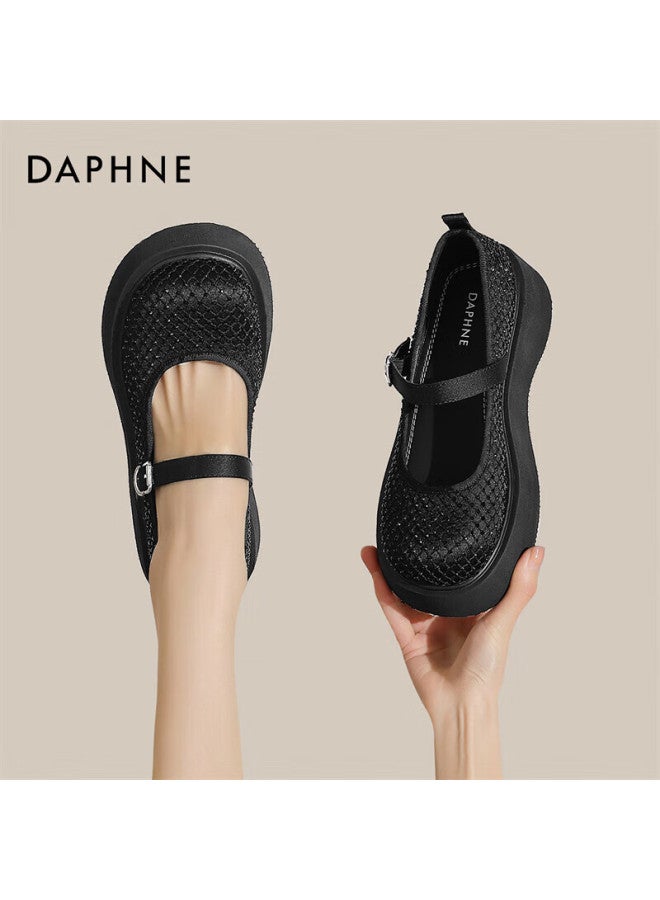 Daphne Thick-soled Mary Jane Shoes Women's Spring New Fashion Single Shoes Increased Muffin Shoes 4025101081 Black 39 - Image 1
