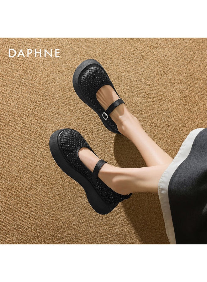 Daphne Thick-soled Mary Jane Shoes Women's Spring New Fashion Single Shoes Increased Muffin Shoes 4025101081 Black 39 - Image 3