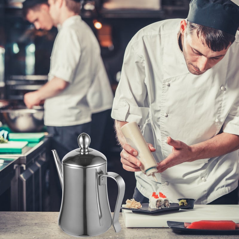 1L Stainless Steel Oil Dispenser Bottle Polished Anti-leak Vinegar Tea Bottle for Kitchen Restaurant - Image 3
