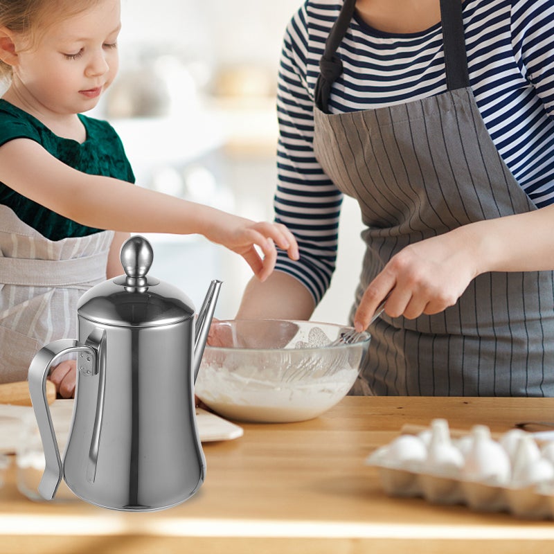 1L Stainless Steel Oil Dispenser Bottle Polished Anti-leak Vinegar Tea Bottle for Kitchen Restaurant - Image 2