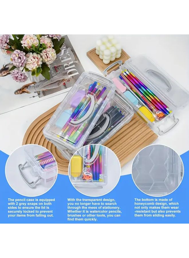 Stackable Clear Plastic Organizer With Lid For Stationery Cosmetics Jewelry - Image 5