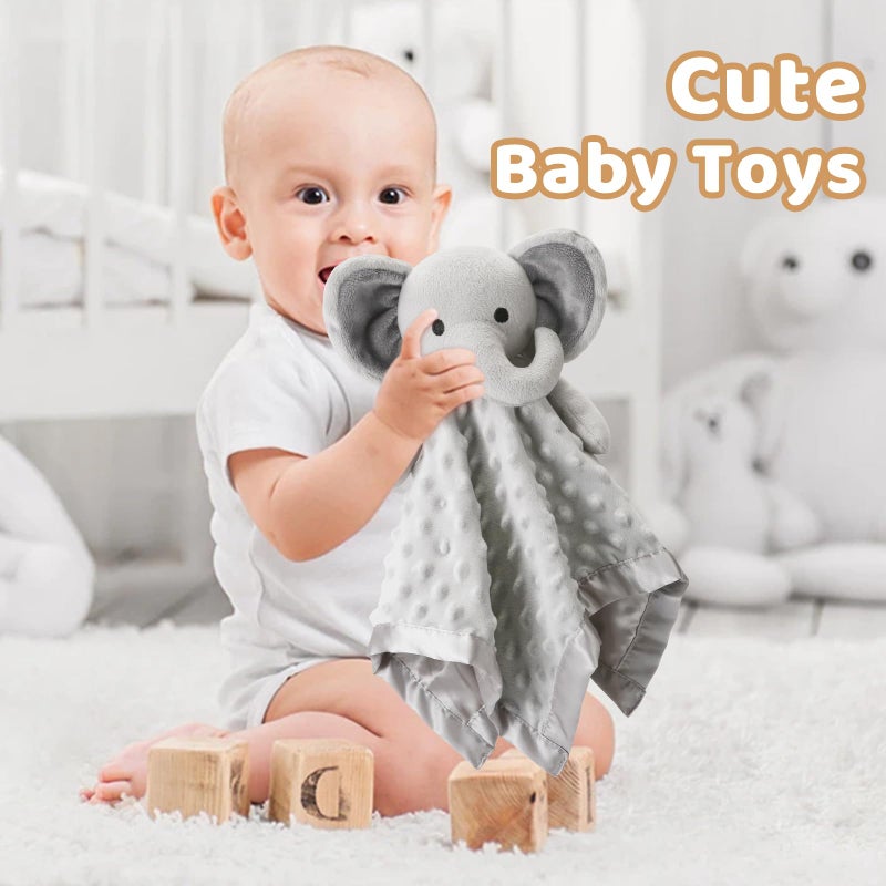 Pro Goleem Elephant Loveys for Babies Soft Security Blanket Infant Snuggle Toy Stuffed Animal Blanket Baby Registry Search Baby Boy Gifts for Infant and Toddler Gray 16 Inch - Image 4