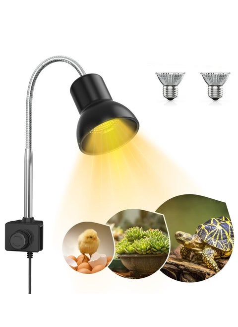 Tortoise Heat Lamp, 25W Spotlight Bulb with Holder, UVA UVB Basking Lamp 360° Rotatable Clip & Power Adapter, Heating Light for Reptiles, Lizard, Turtle Snak Aquarium