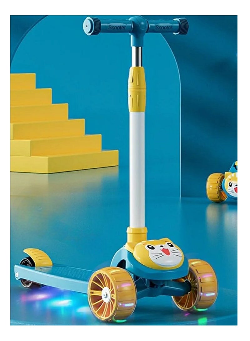 Kids Sit and Ride Scooter with Light Up and Flashing Wheels, Adjustable Height, Foldable Scooter, Outdoor Activities for Boys and Girls  - Image 1