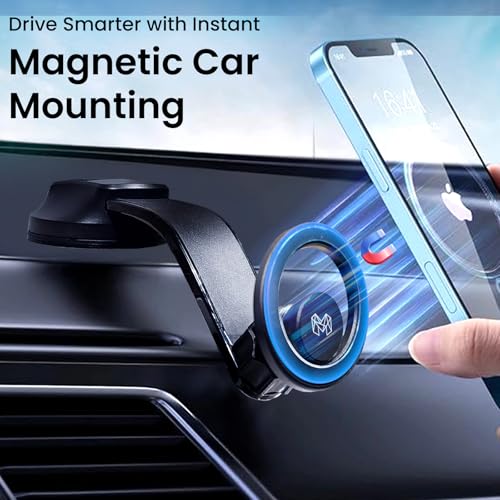 MOOSH Magnetic Car Mount Holder 360° Rotating Mobile Holder for Dashboard & Windshield with Strong Suction, Anti-Shock Grip & Adjustable Viewing Angles fit for Most Smartphones & Mini Tablets (Black) - Image 4