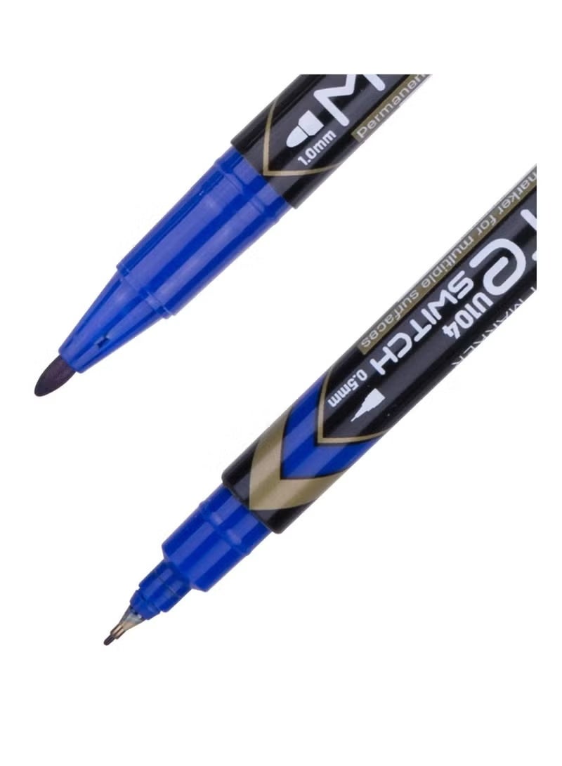 ديلي مجموعة من 12 قلم تحديد دائم برأسين وحبر أزرق - Image 2