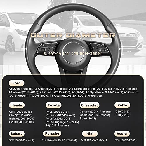 SEG Direct Car Steering Wheel Cover for Prius Civic Model 3 Model Y Camaro, Small Size 14-14.25 inch, Black Microfiber Leather - Image 5