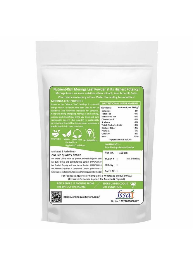 Online Quality Store Organic Moringa Leaf Powder - 100G For Food,Helps In Immunity Booster, Stress Relief, Improves Metabolism  - Image 2