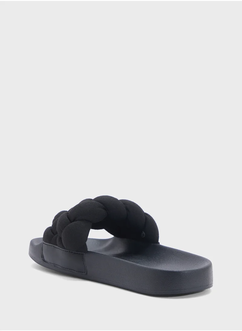 تومي جينز Braided Single Strap Slides