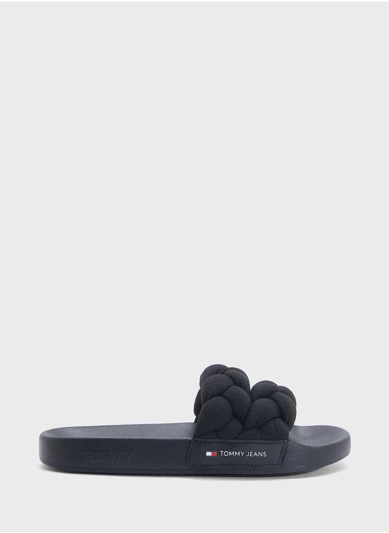 تومي جينز Braided Single Strap Slides