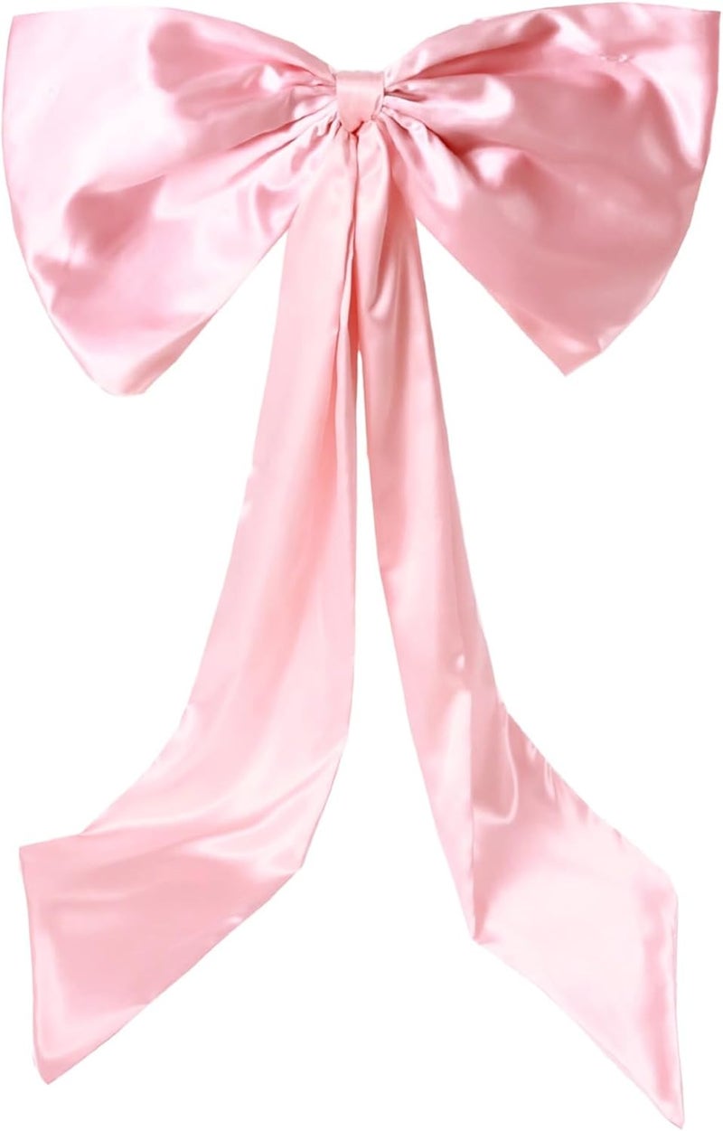 Holiday Wedding Party Home Decorations, Giant Christmas Front Door Bow, 24 X 12 in Large Bow with 36 in Tails, Elegant Satin Bow - Image 1