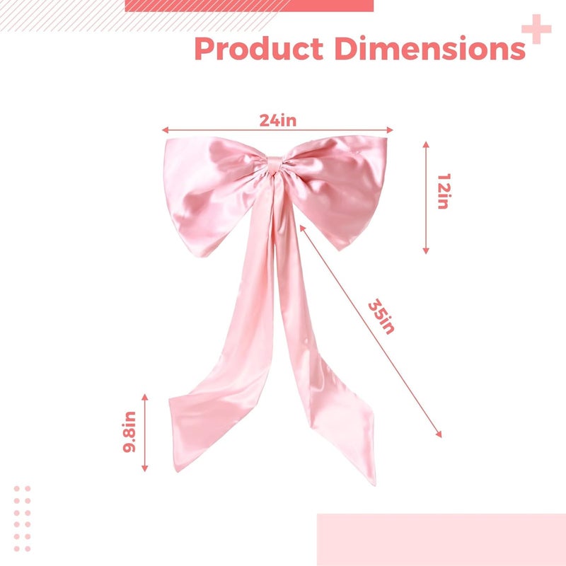 Holiday Wedding Party Home Decorations, Giant Christmas Front Door Bow, 24 X 12 in Large Bow with 36 in Tails, Elegant Satin Bow - Image 2