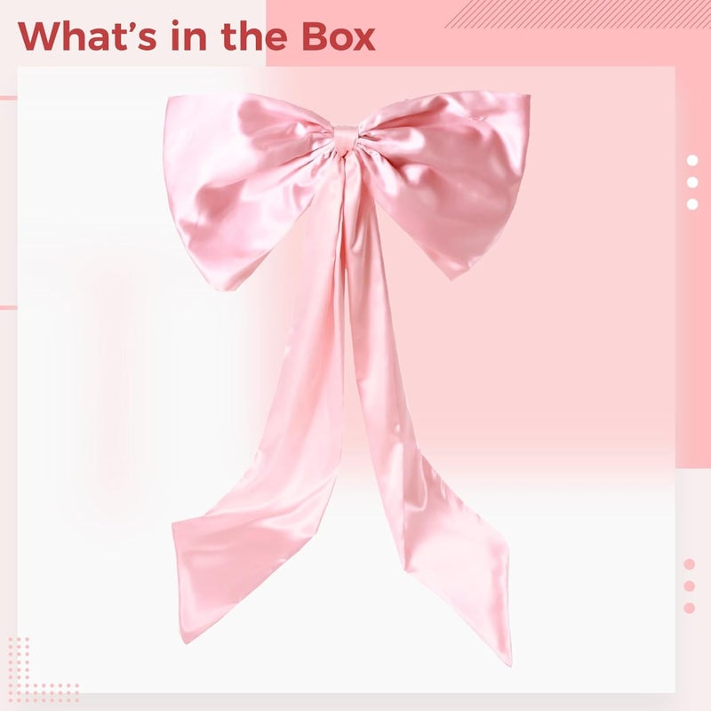 Holiday Wedding Party Home Decorations, Giant Christmas Front Door Bow, 24 X 12 in Large Bow with 36 in Tails, Elegant Satin Bow - Image 3