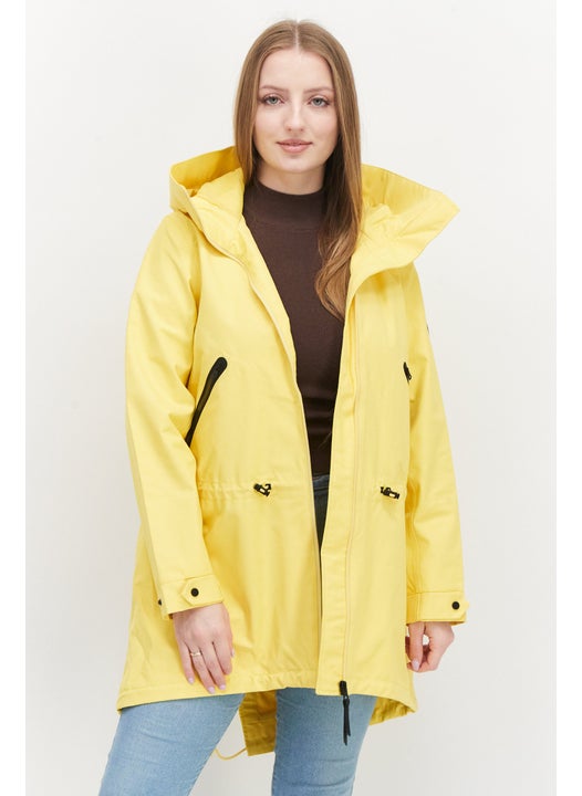 Women Plain Parka Jacket ,Yellow