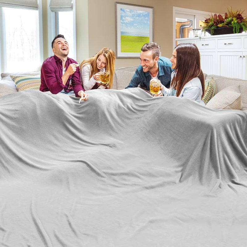 Edenleaf Oversized Blanket 120x120 Inches Giant Huge Companion for Bed Sofa Travel and Camping Extra Large Big Soft Blanket Fits The Whole Family and Outdoor Campaign Light Grey