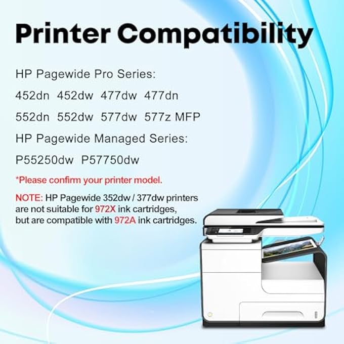 972X INK CARTRIDGE, COMPATIBLE REPLACEMENT FOR HP 972X 972 972A INK CARTRIDGES,WORK FOR PAGEWIDE PRO 452DN 452DW 477DN 477DW 552DW 552DN 577DW 577Z PRINTER,4 PACK - Image 3