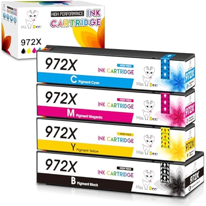 972X INK CARTRIDGE, COMPATIBLE REPLACEMENT FOR HP 972X 972 972A INK CARTRIDGES,WORK FOR PAGEWIDE PRO 452DN 452DW 477DN 477DW 552DW 552DN 577DW 577Z PRINTER,4 PACK - Image 2