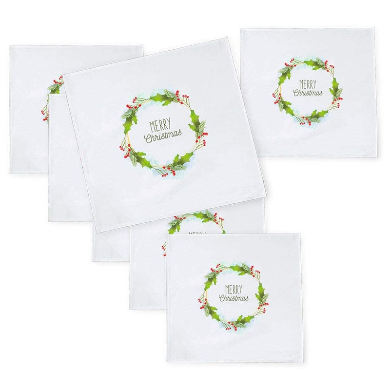 Khakee 6 Pcs Christmas Theme Tafta Silk Table Napkins 10x 10 for Xmas Decoration Christmas OrnamentsChristmas Gift npxmas69P - Image 1