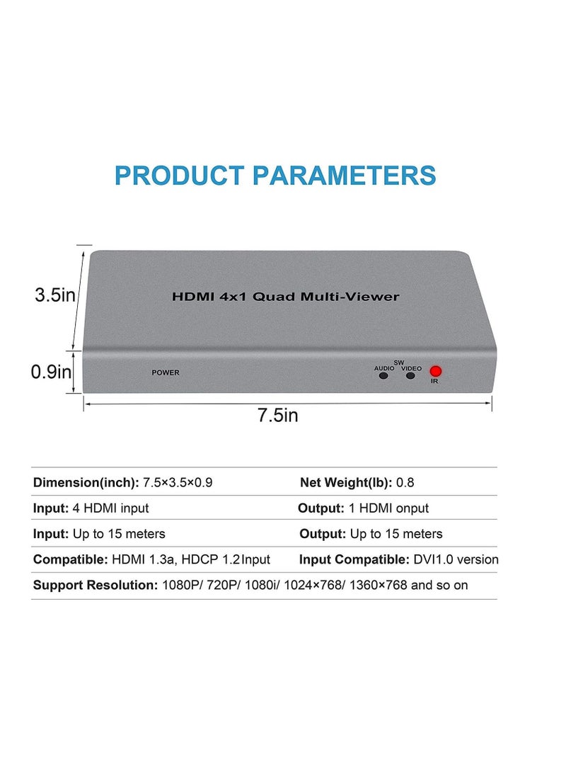 Generic - Tobo 4X1 HDMI Multi-viewer HDMI Quad Screen Real Time Multiviewer with HDMI Seamless Switcher Function Full 1080P&3D Support 5 Modes for PS3/PC/STB/DVD (4X1 HDMI Multi-viewer)(TD-427H-05) - Image 1