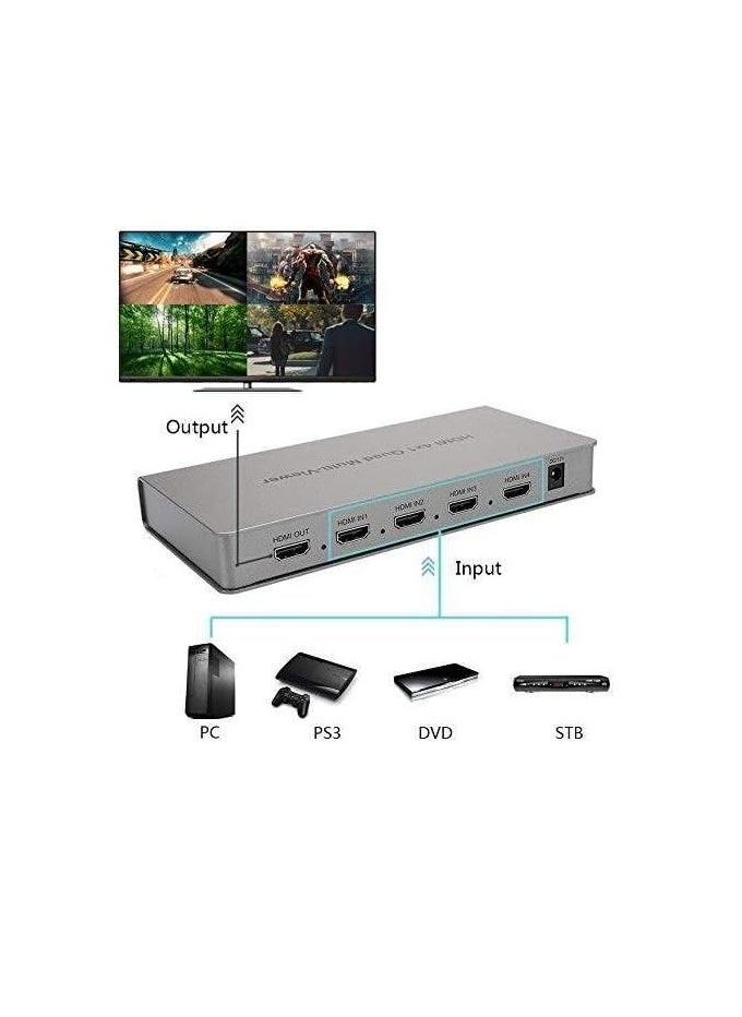Generic - Tobo 4X1 HDMI Multi-viewer HDMI Quad Screen Real Time Multiviewer with HDMI Seamless Switcher Function Full 1080P&3D Support 5 Modes for PS3/PC/STB/DVD (4X1 HDMI Multi-viewer)(TD-427H-05) - Image 1