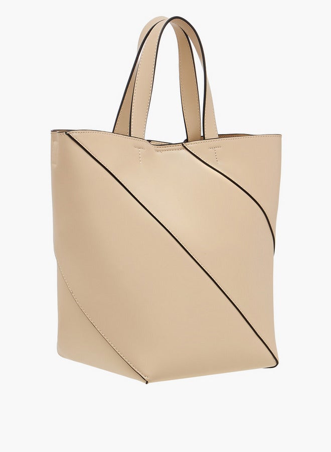 Celeste Panelled Tote Bag with Double Handle and Pouch  - Image 4