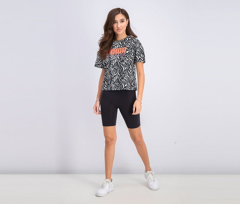 PUMA تي شيرت قصير الأكمام للنساء، أسود وأبيض - Image 3