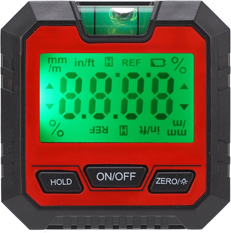 Digital Level Box Angle Finder, Woodworking Electronic Protractor with Horizontal Bubble, ABS Material Digital Angle Gauge for Precise Measurement in Woodworking, Auto Repair, Mach (Red) - Image 1