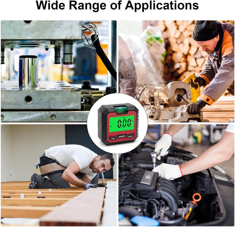 Digital Level Box Angle Finder, Woodworking Electronic Protractor with Horizontal Bubble, ABS Material Digital Angle Gauge for Precise Measurement in Woodworking, Auto Repair, Mach (Red) - Image 4