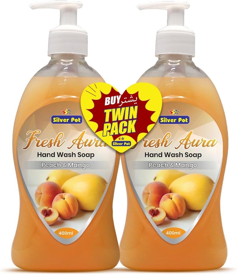Silver Pot غسول يدين بنكهة الخوخ والمانجو من سيلفر بوت - عبوة مزدوجة - Image 1
