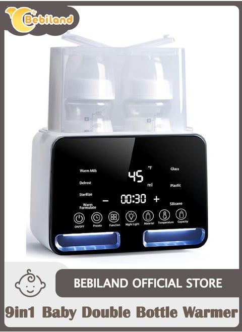 9-In-1 Baby Double Bottle Warmer for Breastmilk with Timer, Universal Bottle Warmer , Accurate Temperature Control Mobile Bottle Warmer