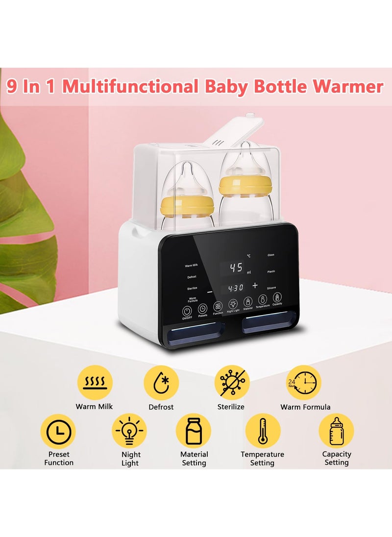 Bebiland - 9-In-1 Baby Double Bottle Warmer for Breastmilk with Timer, Universal Bottle Warmer , Accurate Temperature Control Mobile Bottle Warmer - Image 1