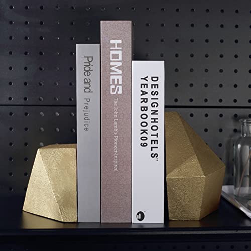 Ambipolar Decorative Gold Cast Iron Bookends, Home Decorative Bookends for Heavy Books, Abstract Bookends for Bookshelves, Office Desk, Living Room Decor - Image 4